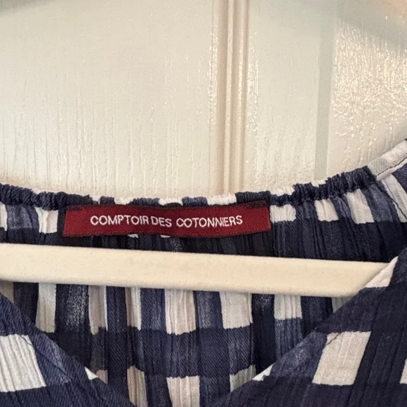 Comptoir Des Cottoniers Blue & White Checked w/ Slip Dress Women’s XS/S - Picture 3 of 7